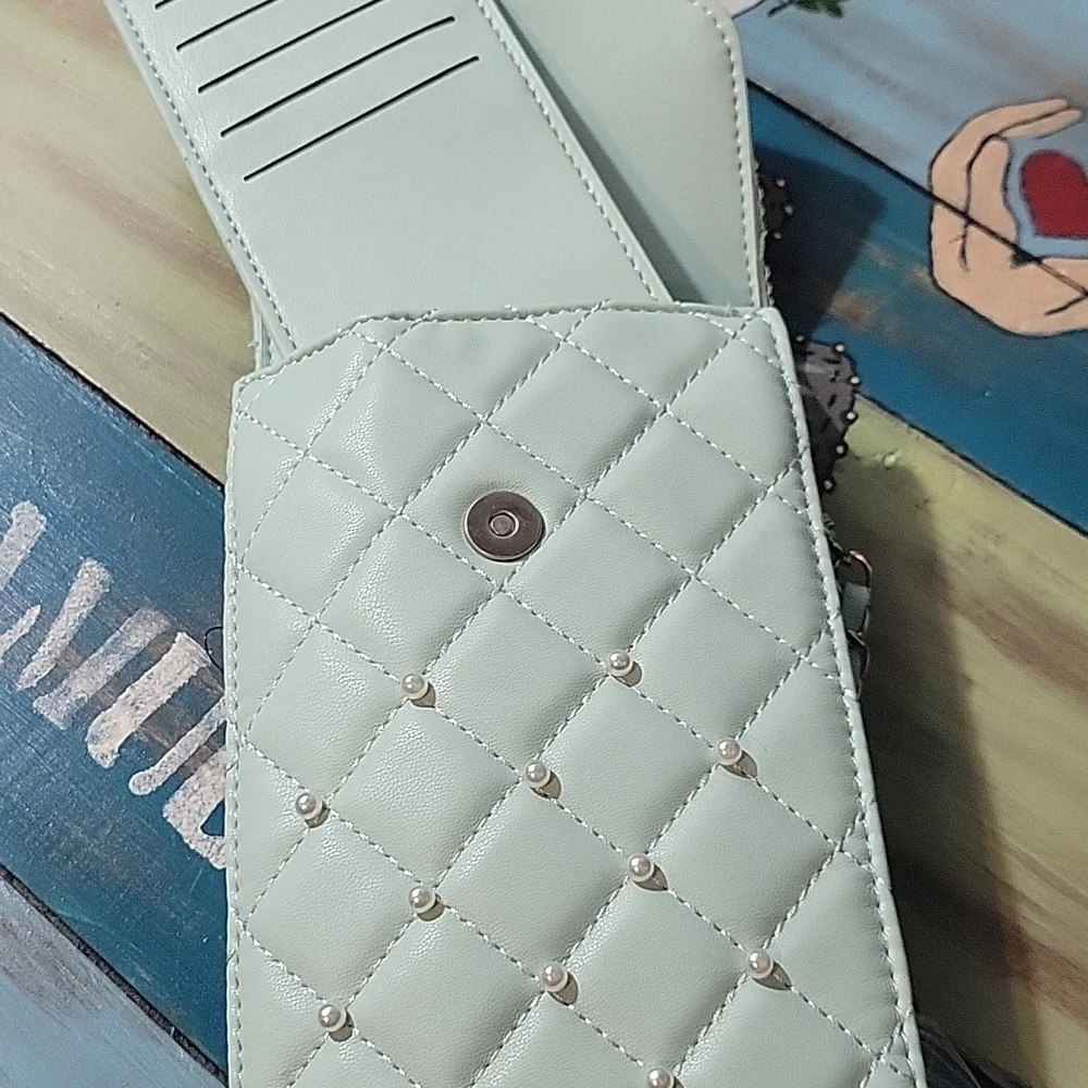 Badgley Mischka Mint Quilted Phone Case Crossbody - Picture 6 of 7